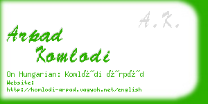 arpad komlodi business card